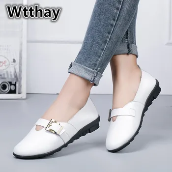

2020 New Spring Autumn Women Casual Shoes Fashion Ballerina Flats Genuine Leather Shoes Loafers Women Loafers Shoes Big Size