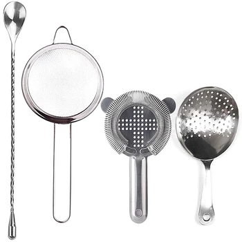 

Cocktail Strainer Set, 3Pcs Bar Strainers with 1 Stirring Spoon, Stainless Steel Cocktail Strainer Hawthorne Strainer