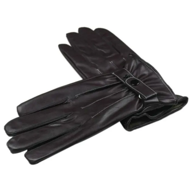 Mens Luxurious Leather Winter Super Driving Warm Gloves PU Leather Coffee Warmer Glove 10.9
