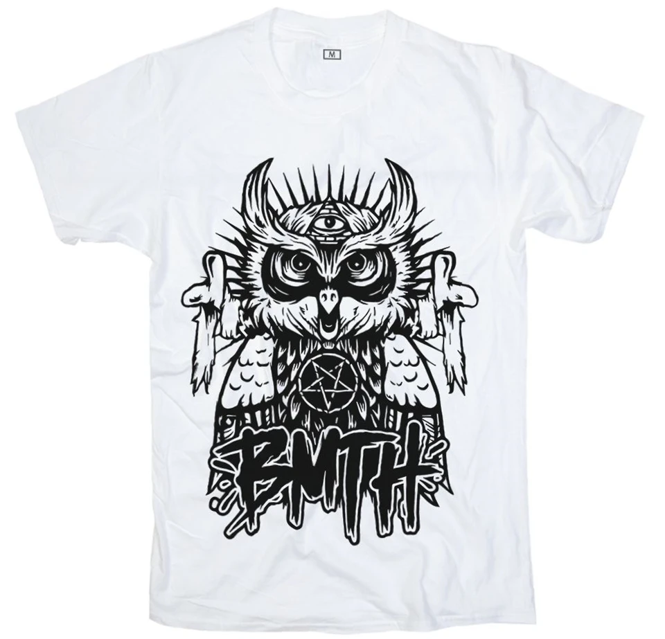 Мужская и женская футболка с совой Bmth Bring Me The Horizon в стиле панк Оливером Sykes S M L Xl