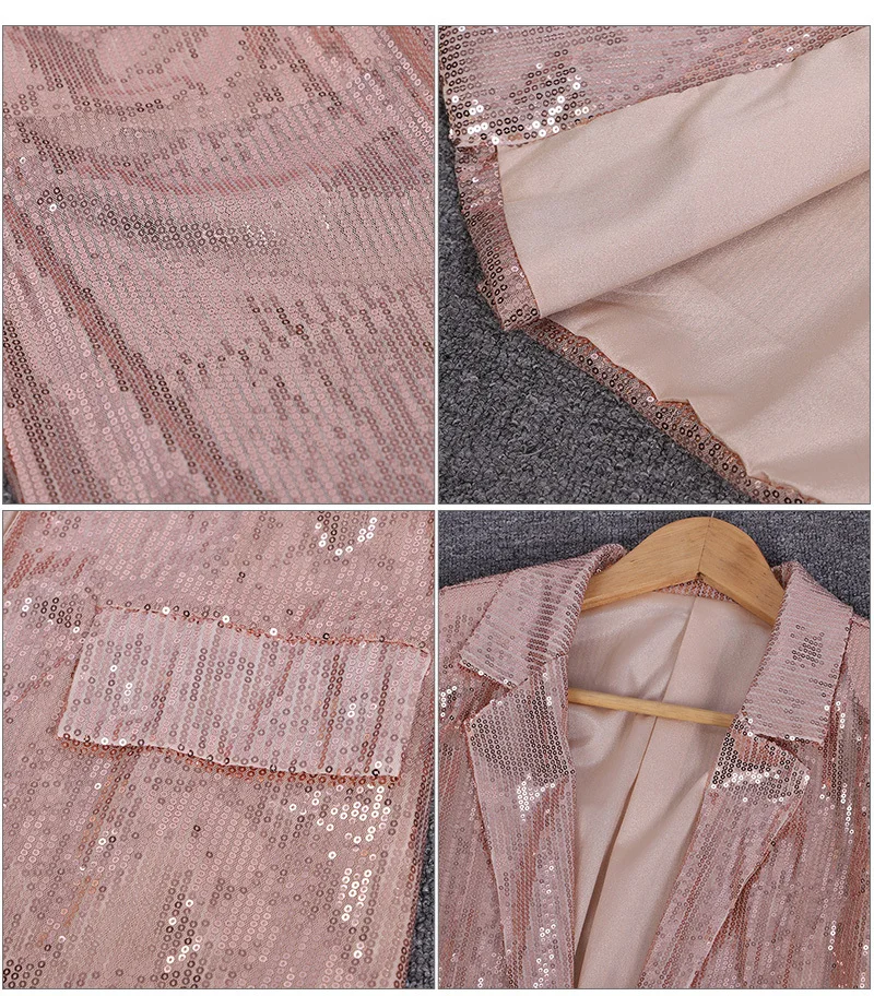 COKAGO, Модный женский комплект 2 шт.,, сексуальный прозрачный блейзер с блестками и длинные штаны, костюмы из двух частей, Клубная одежда, подходящие комплекты