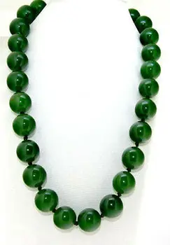 

Exquisite NATURAL 14MM GREEN Jade Round Beads Gemstone NECKLACE 18"