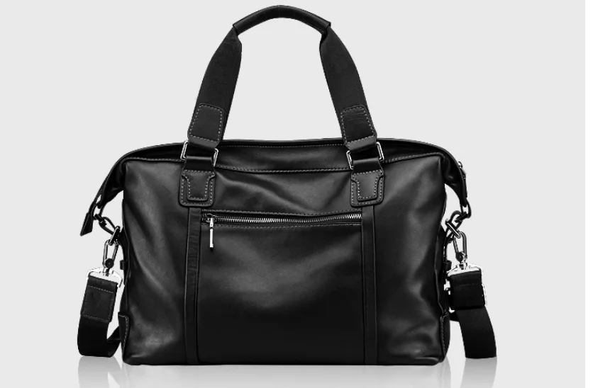 Black Business Briefcase Genuine Leather Casual Shoulder Bag Men Classic Fashion Zipper Handbag Cowhide Sacoche Homme DF101