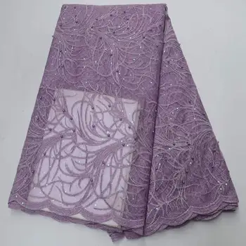 

Latest High Quality Nigerian Lace Fabrics With Beaded African French Net Lace Fabric Embroidered Tulle Mesh Lace Fabric ZSE01