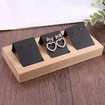 

Bamboo Desktop Holder Craft Earring Stand Rack Shop Storage Case Ear Stud Jewelry Dispay Table Decorative Business Store