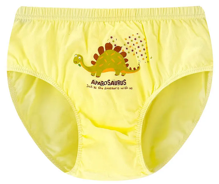 yellow dinosaur Детские трусики; детское нижнее белье с рисунком; хлопковые трусы для детей; дышащее удобное нижнее белье с принтом для мальчиков - Цвет: yellow dinosaur