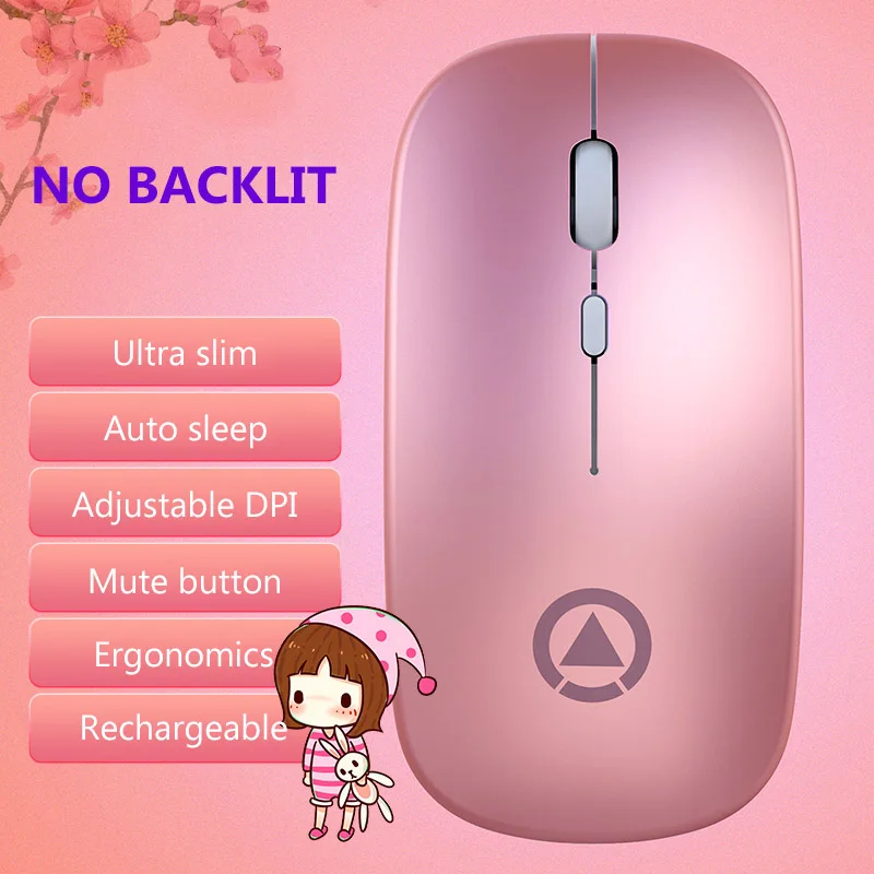 Pink normal 2,4G Бесшумная беспроводная мышь 1600 dpi RGB светодиодный игровой коврик с подсветкой для Macbook Pro lenovo ультра тонкая эргономичная компьютерная игровая мышь - Цвет: Pink normal