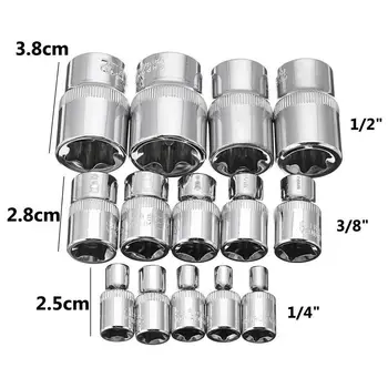 

Socket 1/4'' 3/8'' 1/2'' Driver E Torx Star Bit Chrome Kit Set 14pcs Attachment Hand Tools Screwdriver Supplies