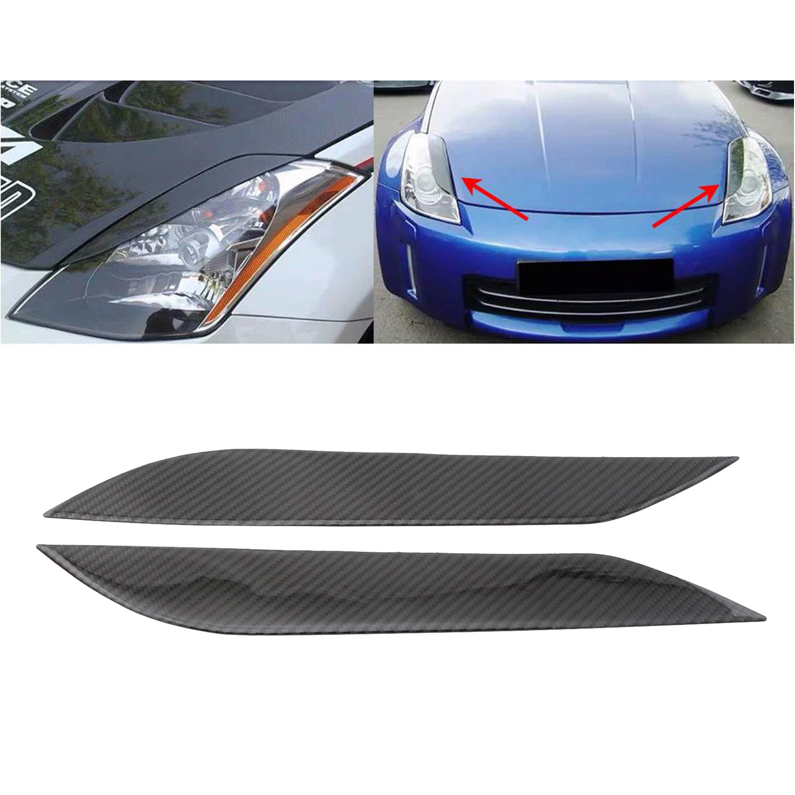 Front Bumper Spoiler Lip, Carbon Fiber Car Front Bumper Fins Splitters Canards Decorative Eyelids Eyebrows for Nissan 350Z Front Bumper Spoiler Lip, Carbon Fiber Car Front Bumper Fins Splitters Canards Decorative Eyelids Eyebrows for Nissan 350Z