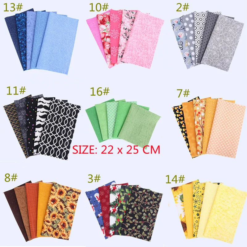 15pcs Cotton Fabric Printed Patchwork Flower Checkered Sewing Accessory Quilting 