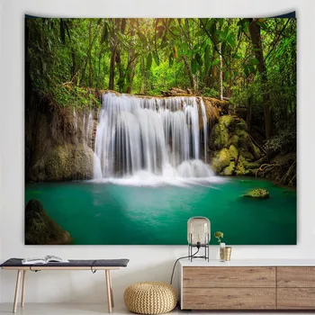 

3D Beach Towel Waterfall Landscape Beautiful Forest Stream Printing Wall Carpet Yoga Mat Home Decor Tapestry