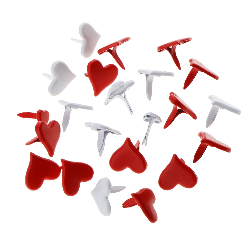 100pcs 11mm Heart Shape Metal Brads For Scrapbooking Card Making DIY Craft