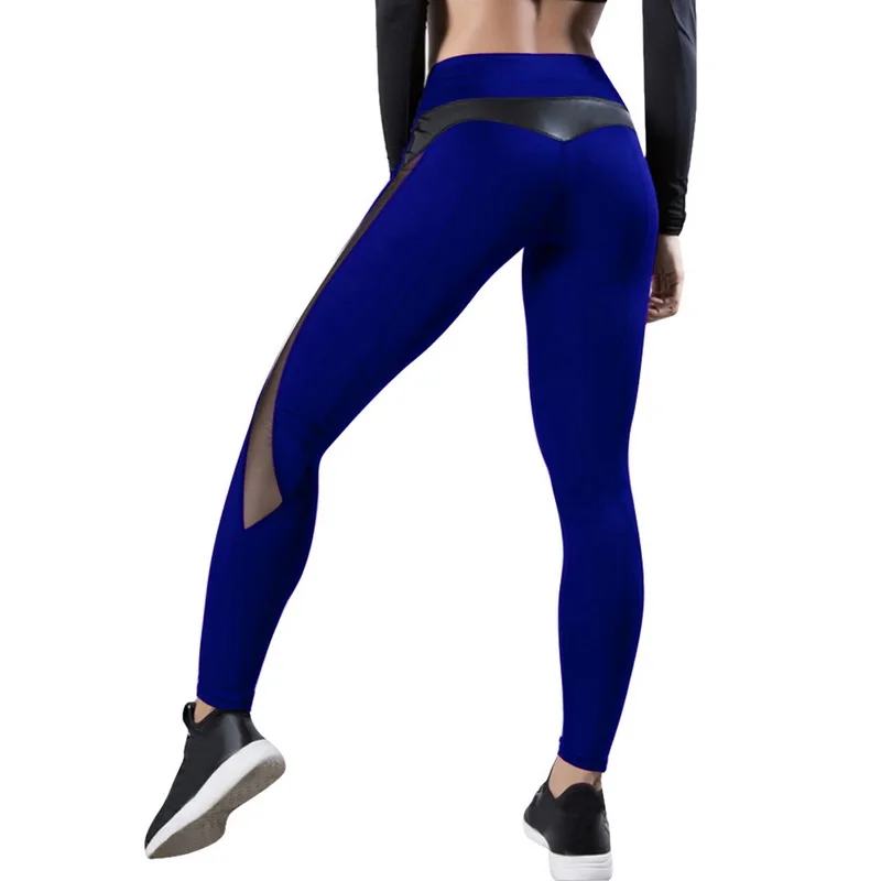 Женские леггинсы, сексуальные штаны, пуш-ап, для фитнеса, спортзала, леггинсы, бесшовные, для тренировок, штаны, для женщин, с высокой талией, для бега, сетчатые леггинсы - Цвет: blue1