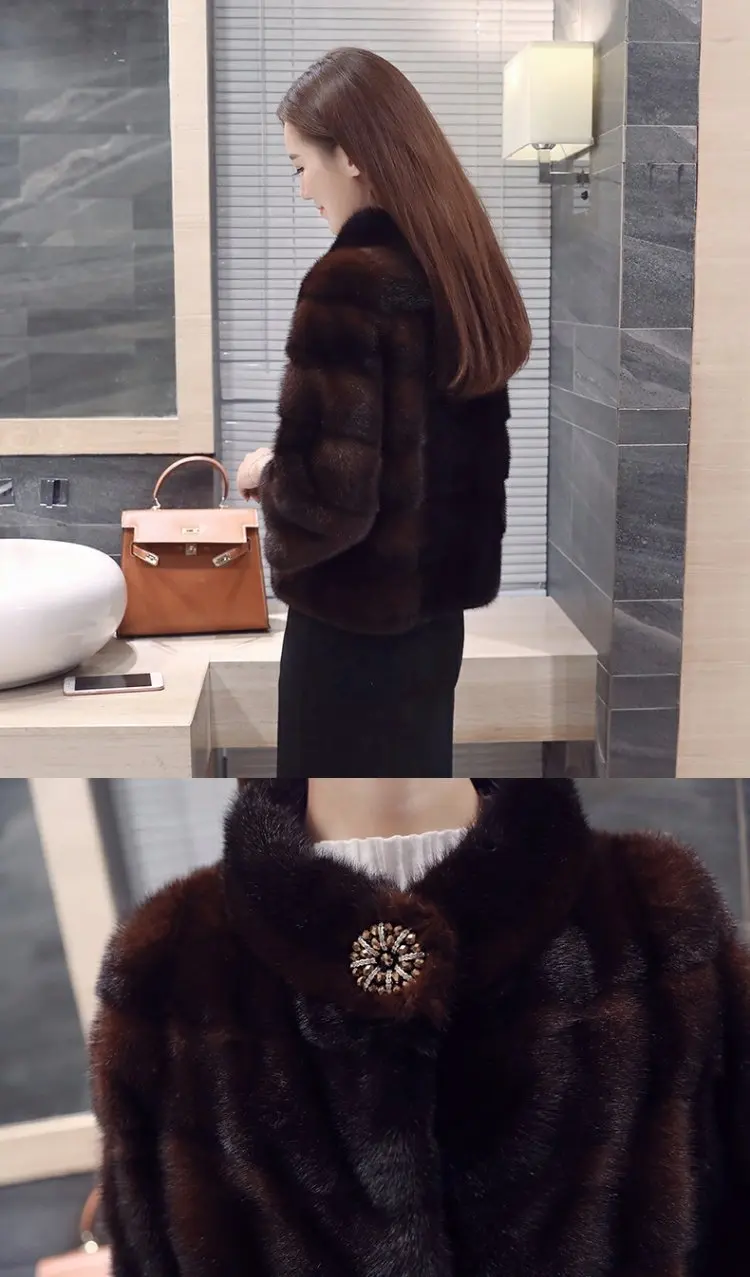 inverno новая полностью из норки шуба moda curto parapagrafo em torno do pescocha das mulheres sete-ponto luva de норковая шуба
