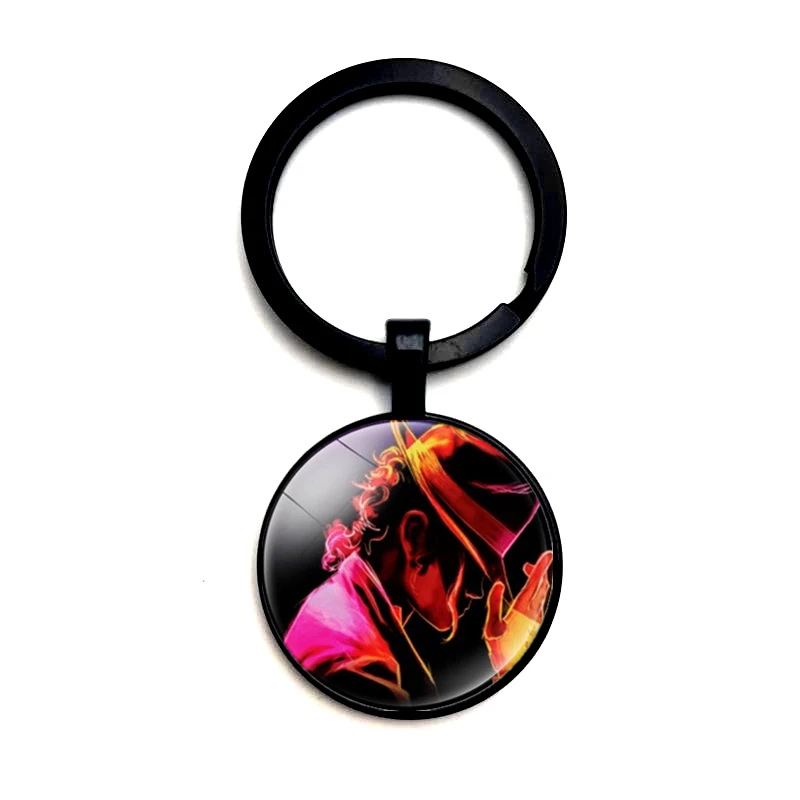 

World Music King Mike Jackson Key Ring Glass Cabochon Car Key Pendant Male and Female Key Ring Gift Jewelry