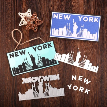 

YaMinSanNiO Statue of Liberty Metal Cutting Dies New York Word Scrapbooking for Making Card Embossing DIY Craft Stencil Die Cut