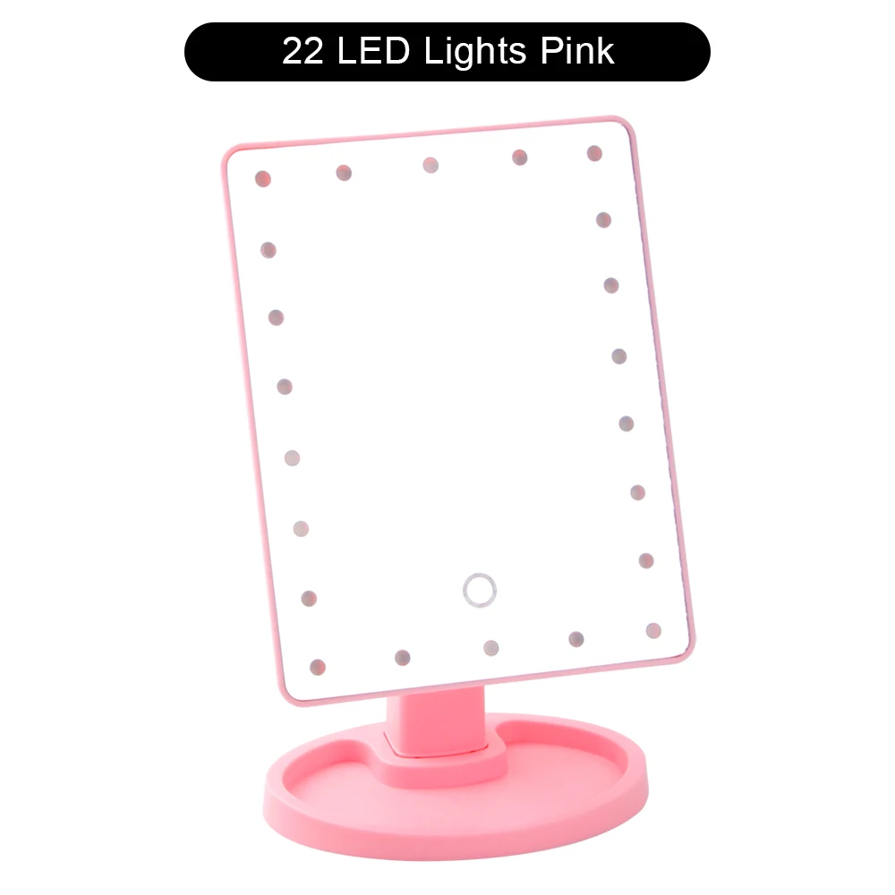 PK 22LED Lights 16/22 светодиодный зеркало для макияжа с подсветкой, Беспроводная зарядка, увеличительное зеркало, 1х 10х яркое косметическое зеркало с USB или батареей - Цвет: PK 22LED Lights