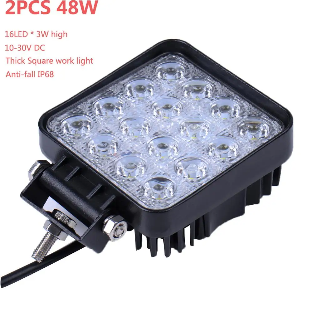 48W 2PCS Thick 48 Вт 42 Вт 27 Вт 72 Вт круглый квадратный светодиодный головной светильник s противотуманный светильник s рабочий светильник Точечный светильник пыленепроницаемый для Jeep SUV/Truck/ATV/транспортных средств/морских - Цвет: 48W 2PCS Thick