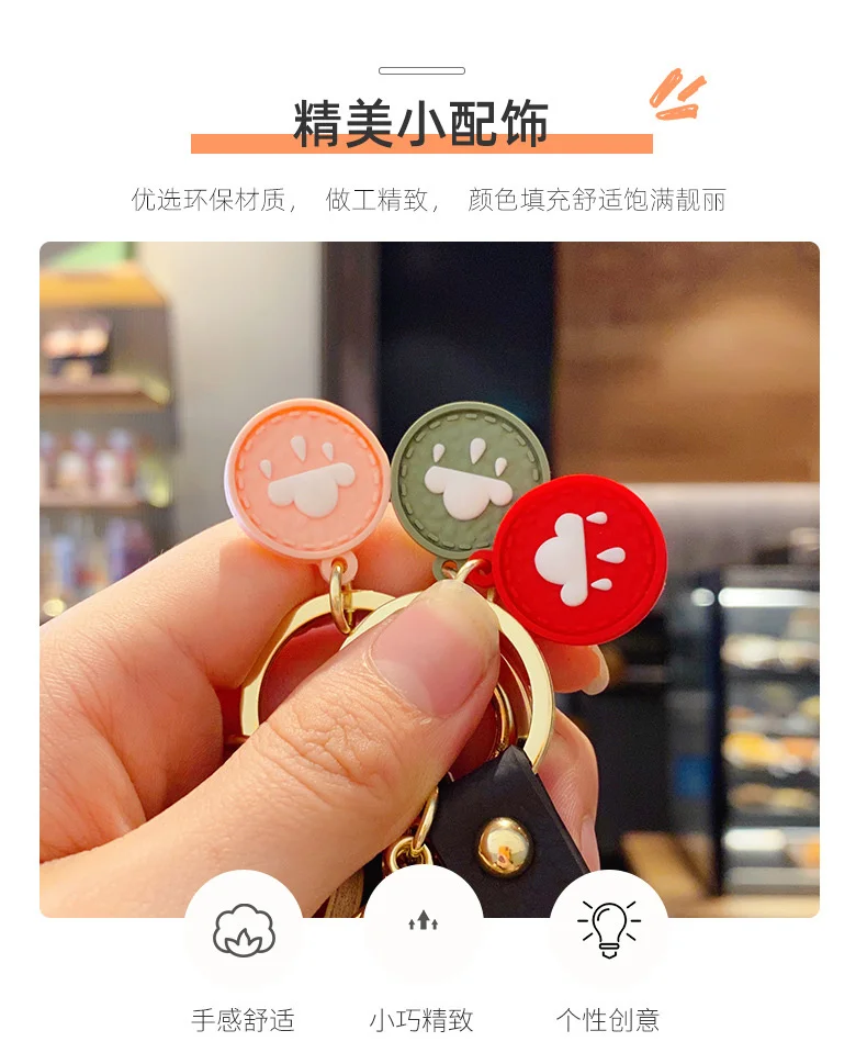 Cartoon Simple Bear Keychain Student School Bag Pendant Couple Car Key Ring Ring Girl Decoration Accessories Gift Hand Palm Toy