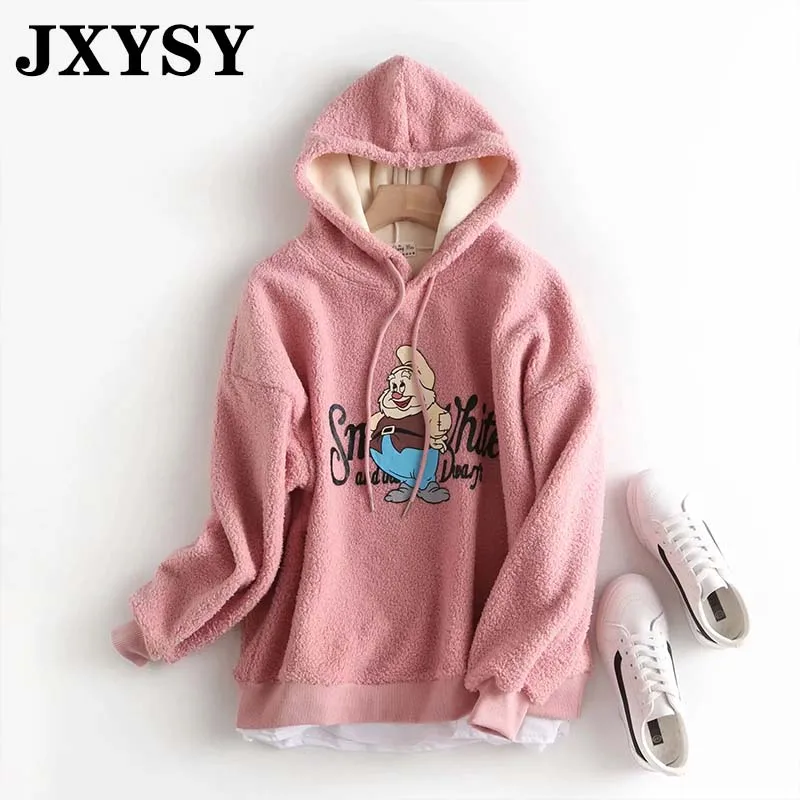 1-Pink JXYSY зимние толстовки женские повседневные толстые теплые с принтом Санта Клауса Большие женские пуловеры, толстовки, топы размера плюс - Цвет: 1-Pink