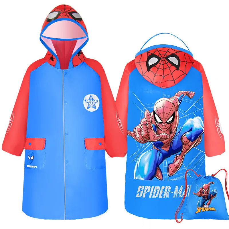 Disney Child Cartoon Blue Raincoat Oxford Cloth Spiderman Captain America Rainproof Poncho kids Boys Rainwear Rainsuit | Дом и сад