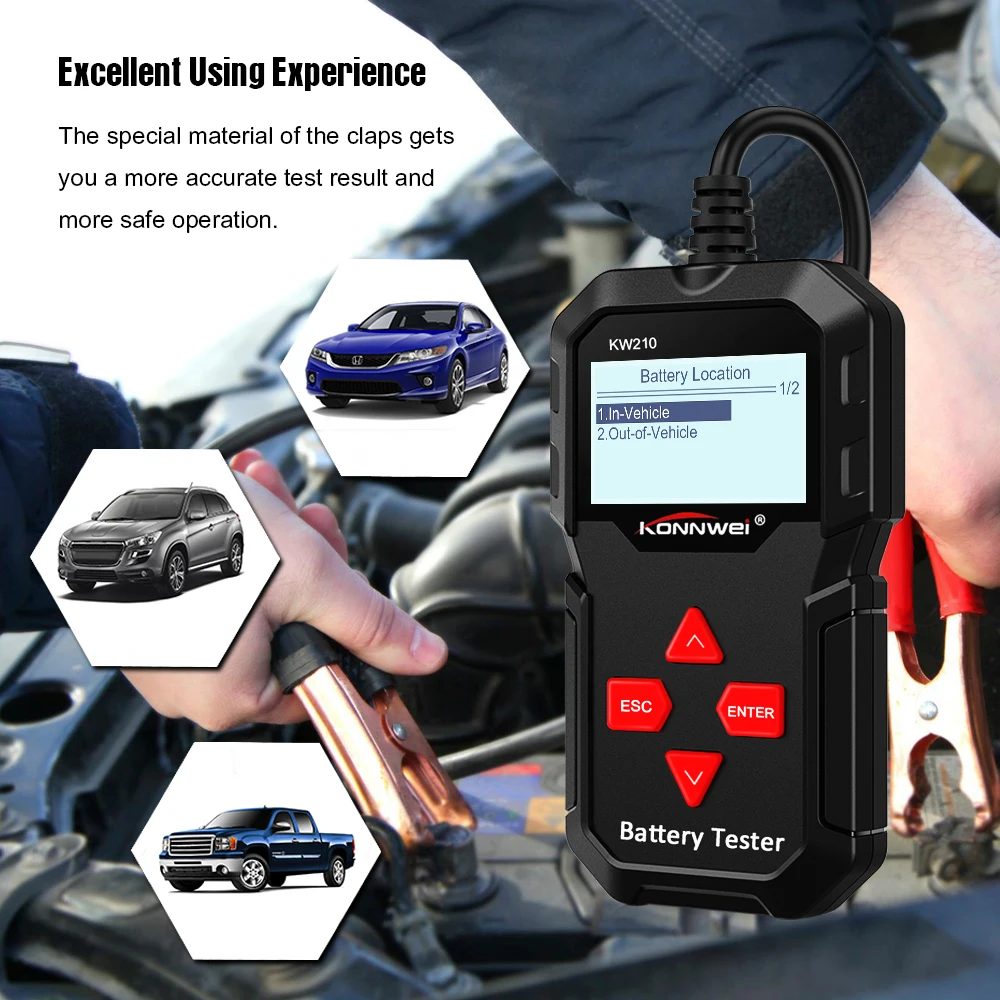  KONNWEI KW210 automatic smart 12V Car Battery Tester Auto Battery Analyzer 100 to 2000CCA Cranking  - 4000245248247