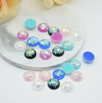 

6pcs 12mm Shiny Color Cabochon Resin Round Spacers Fit Earring Ring Setting Base Jewelry Components Diy Material