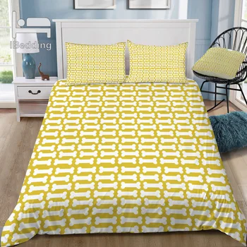 

Chartreuse Dog Bones 3D Bedding Set Printed Duvet Cover Set Queen King Twin Size