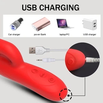 FLXUR Telescopic Rabbit Vibrator Rotation Heating G Spot Dildo Vibrator Clit Stimulator Female Masturbation Sex Toys for woman 6