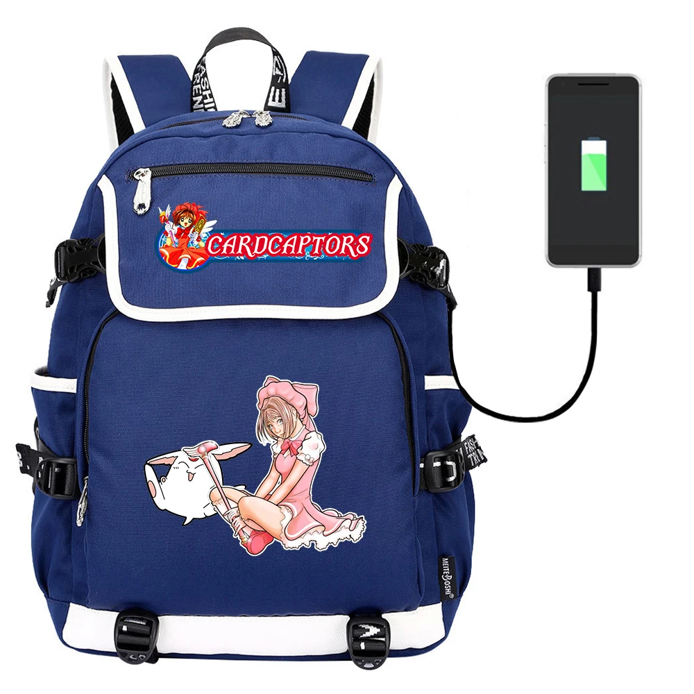 

Anime Card Captor Canvas Backpack Casual Zipper Packsack Teenger Casual School Bag Laptop Bag Rucksack Student Shoulders Bag