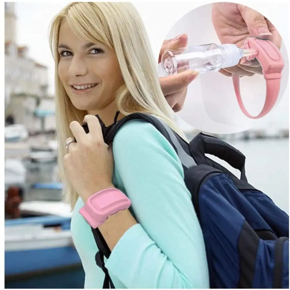 

Hand Portable Sanitizer Silicone Refillable Wristband Wearable Hand Sanitizer Dispenser Pumps Hand Sanitizer Bracelet for Travel