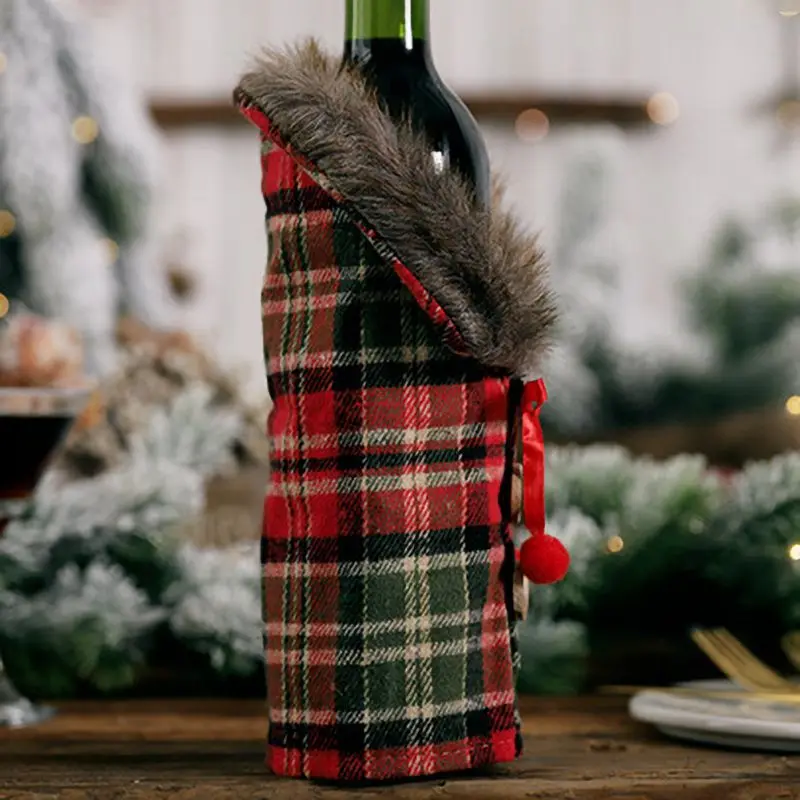 Christmas Red Wine Bottle Bag Cover Christmas Table Dinner Decoration Party Gift Tableware wine bottle cover Christmas Decor