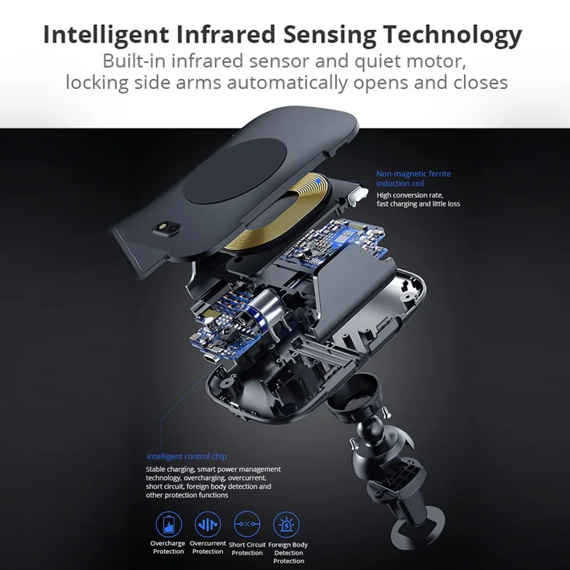 Универсальное автомобильное беспроводное зарядное устройство 10 Вт, автоматическое инфракрасное устройство для iPhone 11 pro X, беспроводное автомобильное зарядное устройство, держатель для телефона для samsung S9