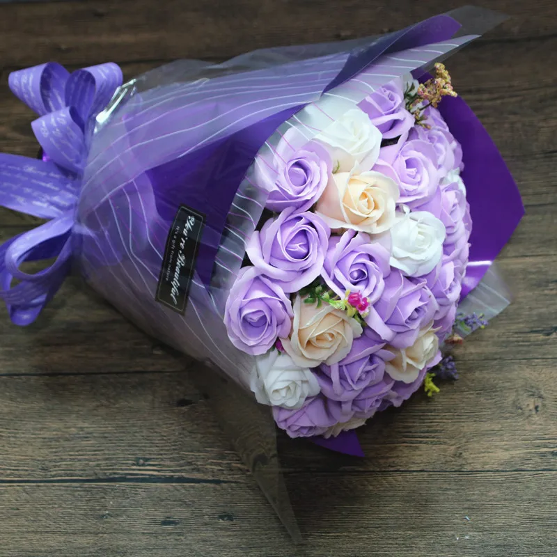 33 мыло в форме цветка розы Букет свадебное платье Boquet держатель Рождественский день влюбленных, подарок на День святого Валентина для любимого, опт, подружка жена