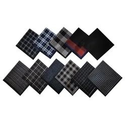 Mouchoir de poche en coton pour hommes, 11 pièces, costume d'affaires, accessoires de poche, série noire, tissage en treillis, 40x40cm 