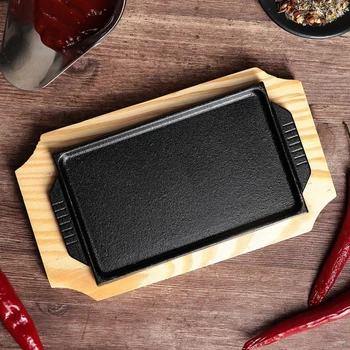 

Frying pan 24x15x3 cm "Rectangle", with handles, on a wooden stand