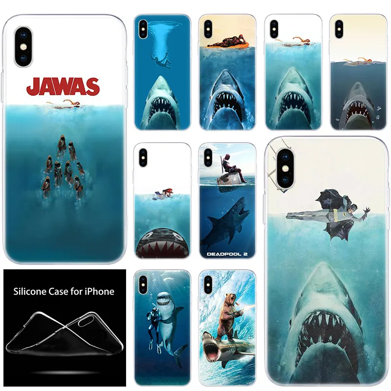 

luxury Soft Silicone Phone Case Horror whale shark for Apple iPhone 11 Pro XS Max X XR 6 6S 7 8 Plus 5 5S SE Fashion Cover