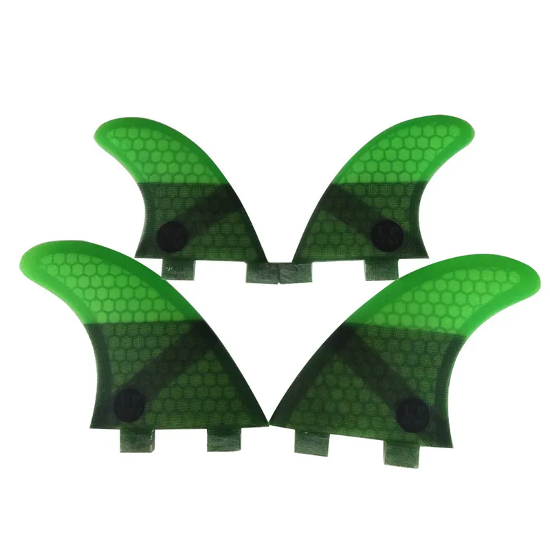 Surf Double Tabs Fins UK2.1 Honeycomb Fibre Surfboard Fin 4 Pieces in Per Set Quilhas0 pranchas de Green Colors Available