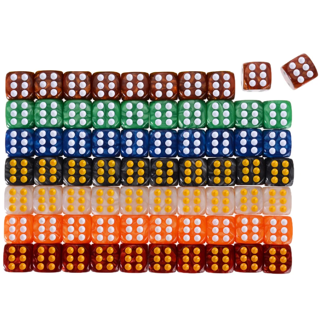Hot 10pcs Round Corner Pearl Gem Dice 6 Sided 16mm Dice Playing Table Board Bar Games Party Funny Tools Entertainment Supplies