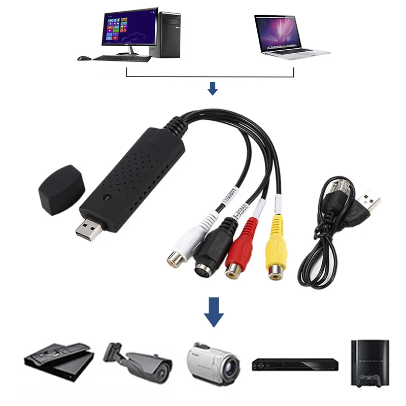 Лидер продаж! Адаптер захвата Easycap Capture 4-канальный USB 2 0 TV DVD VHS аудио ПК |