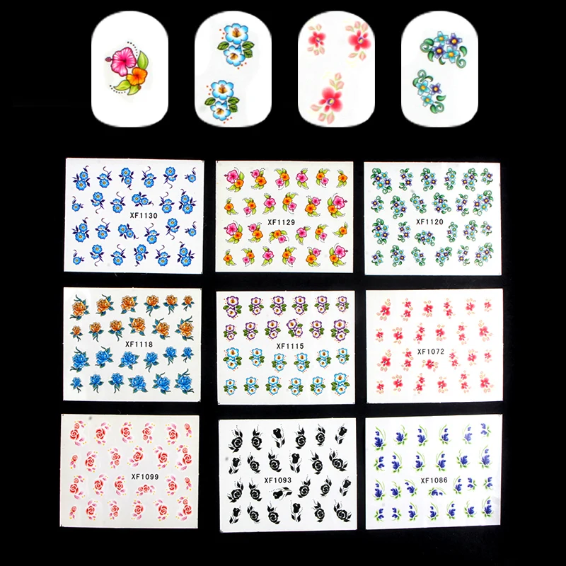 74 Sheets Flower Feather Lace etc Design Water Transfer Sticker Nail Art Decals DIY Fashion Wraps Tips Manicure Tools