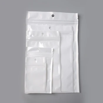 

100/50pcs 9 Size Transparent White Color Self Adhesive Seal Ziplock Bag Necklace Earring Jewelry Display Packaging Storage Bag
