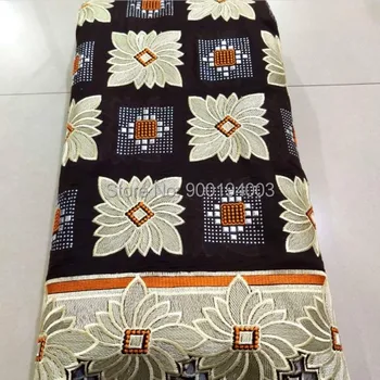 

2020 Black lace fabric high quality lace nigerian lace fabric for women dress african cotton lace with stones 5yards per piece