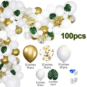 

100pcs/Set Green Plant Theme Jungle Party Palm Leaves Happy Birthday Balloon Banner Baby Baptism Birthday Botanical Party Suppli