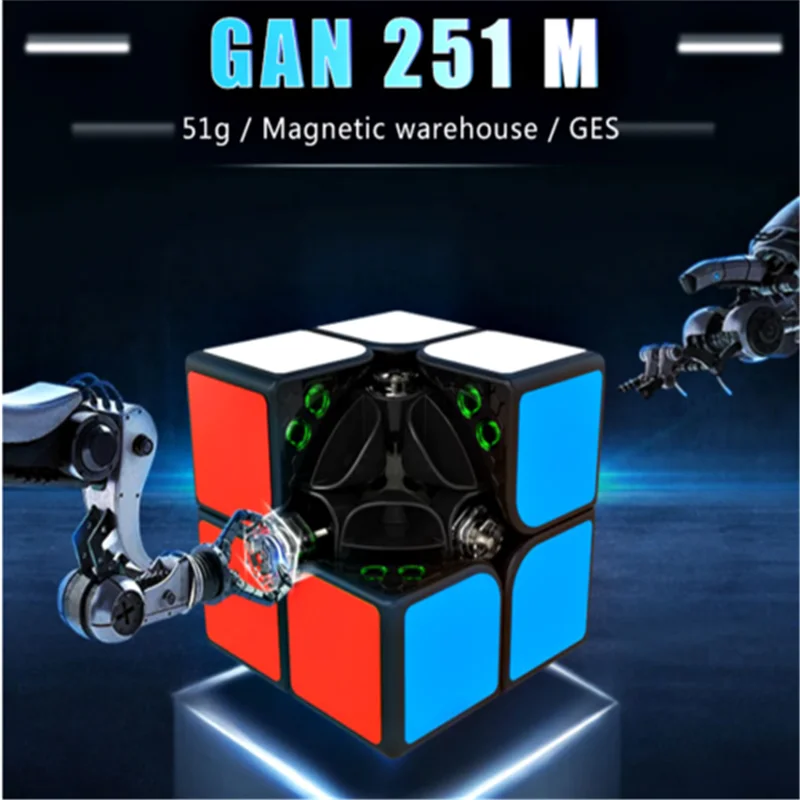 GAN 251M 2x2 Магнитный магический скоростной куб без наклеек головоломка твист интеллектуальная игрушка