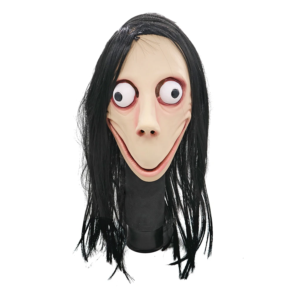 

Halloween Female Ghost Wig Masks Death Game MOMO Mask No Bang Style Scary Mask Terrorizer Festival Party Playing Supplies