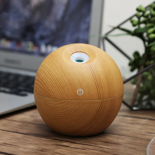 Light wood grain Деревянный мини-увлажнитель для ароматерапии, арома-диффузор, диффузор эфирного масла, очиститель воздуха, меняющий цвет, светодиодный сенсорный переключатель - Цвет: Light wood grain