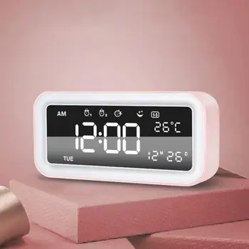 

LED Digital Temperature Display Snooze Desktop USB Sunset Mode Table Alarm Clock Home Table Decorations