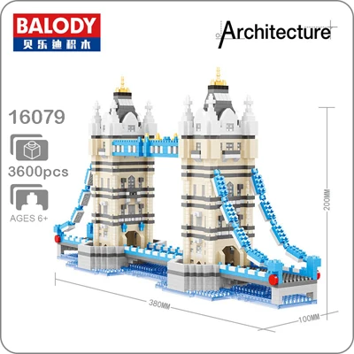 Balody архитектура Алмазная вышивка здания маленькие блоки игрушка съезда здание Эйфелева башня белый дом большой бен Лувр без коробки - Цвет: Tower Bridge
