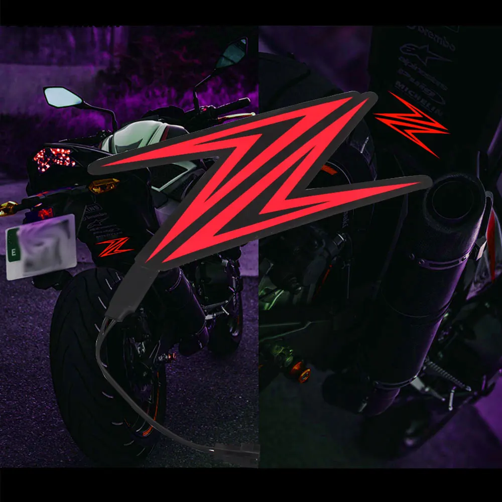 Motorcycle Night Riding Cold Light Signal Flashing Stripe Luminous Sticker For Kawasaki Z900 Z650 Z1000 Z800 Z750 Z300 Z250 Z125